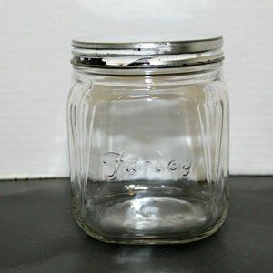 Vintage Farley Empty Glass Candy Jar With Tin Lid